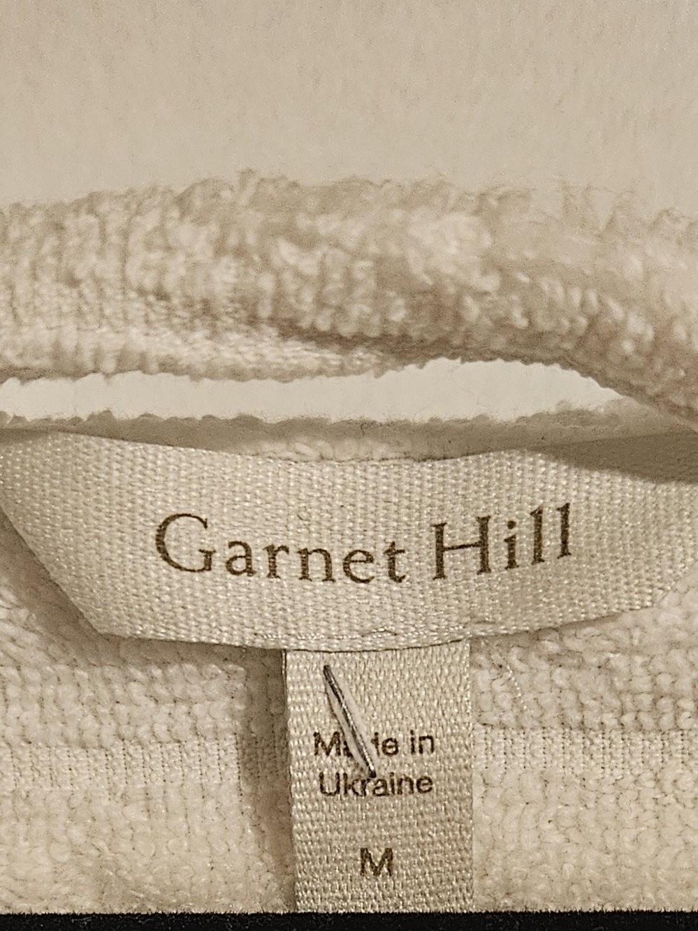 Garnet Hill Organic Cotton Hooded Spa Robe Ivory Cream Medium - Picture 4 of 6